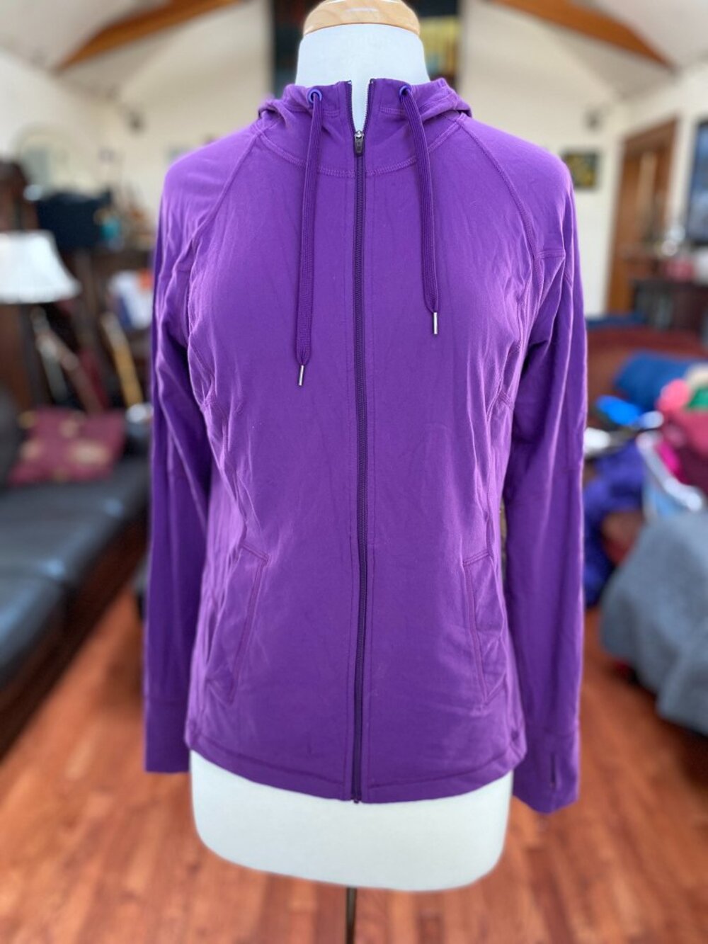 Lucy vibrant purple zip hoodie with pockets, size L